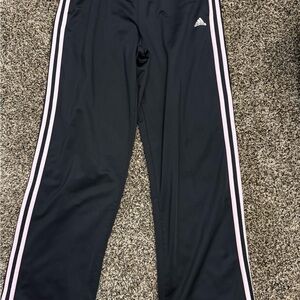 Adidas Black Joggers with Pink Accents